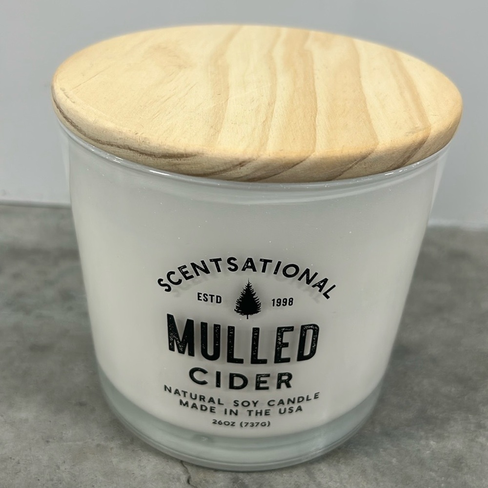 Scentsational Mulled Cider  Candle Large Glass Jar 26oz Soy Wax New